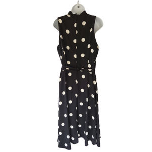 SLNY SL Fashions NY Polka Dot Belted Sleeveless Midi Dress 12